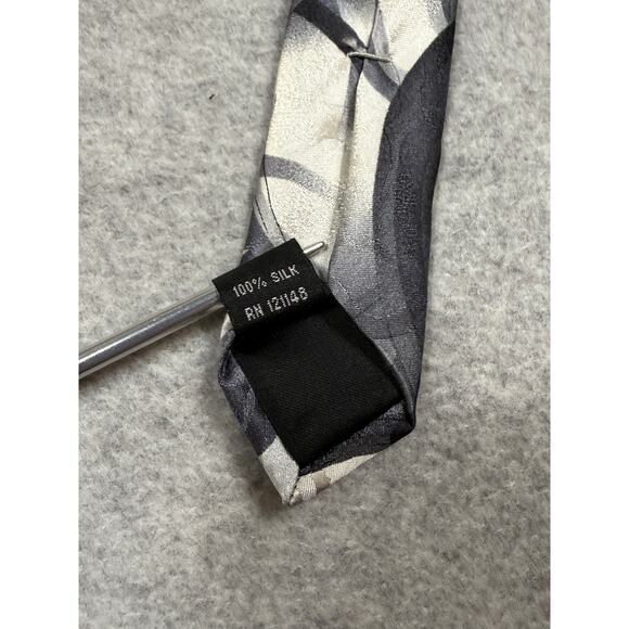 J. Garcia Clockworks Watercolor Collection Gray White Silk Neck Tie - Picture 4 of 6